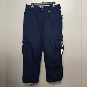 686 Snowboard Pants Men L Blue Cargo Utility Detachable Fleece Liner 12446